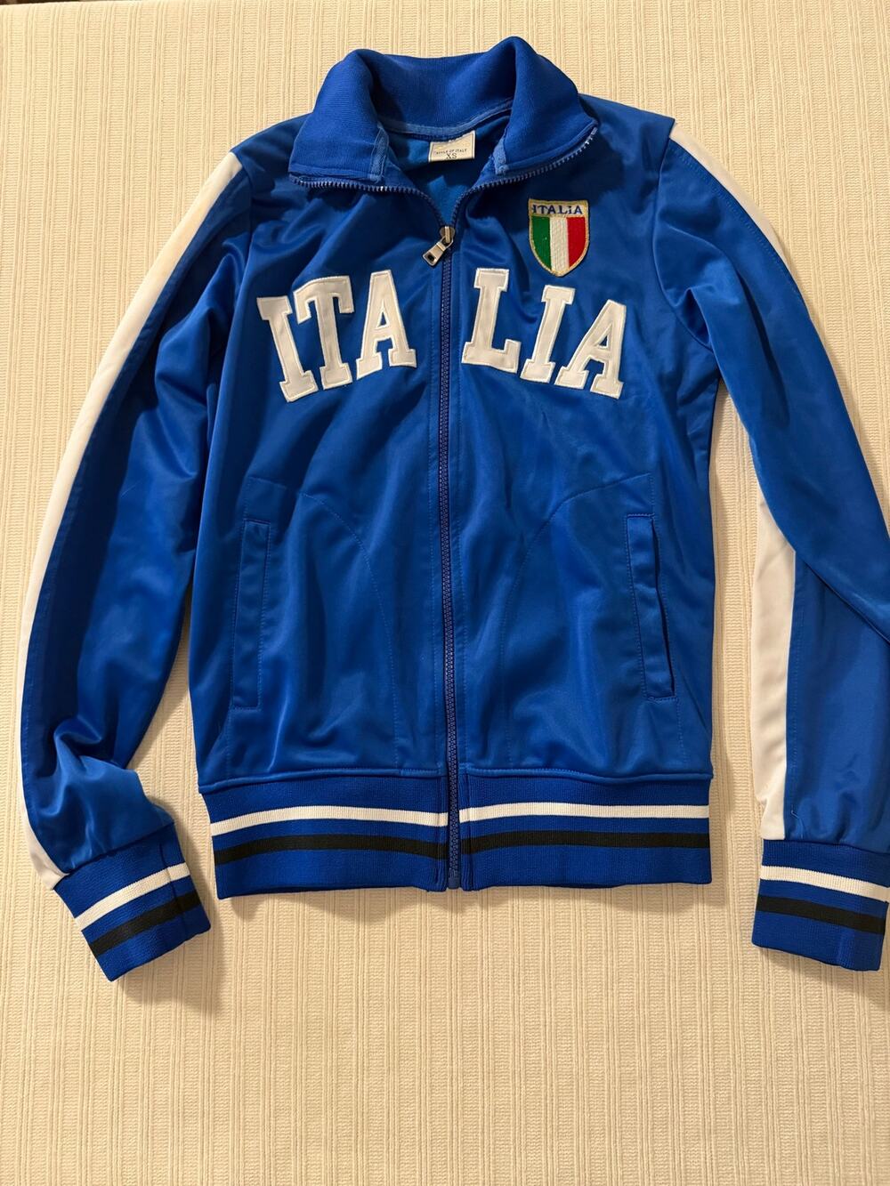 Dress & Go Italia Track Jacket Blue White Striped Full Zip Sportswear Size XS
